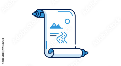 Illustration of a Scroll with Symbols.