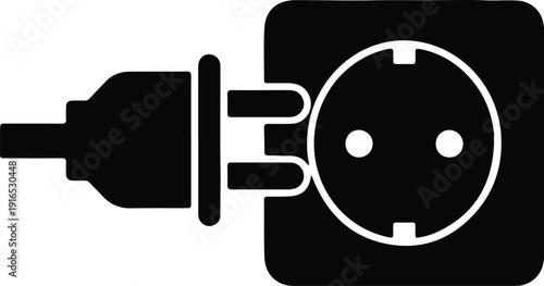 silhouette electrical plug in wall socket power connection vector design