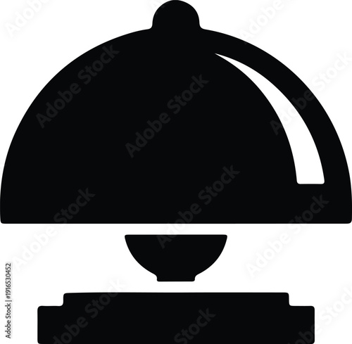 silhouette elegant cloche serving tray food meal icon graphic vector design