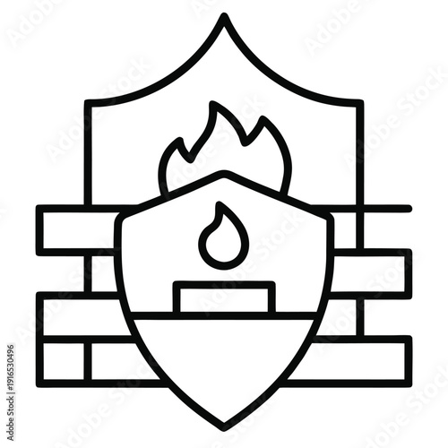 A shield with a flame symbolizing protection against fire hazards