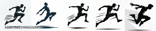 Vector silhouette of a man jumping.