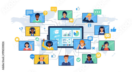 People on video conference call.