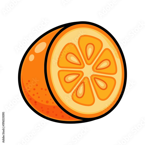 Orange Fruit Cut in Half.