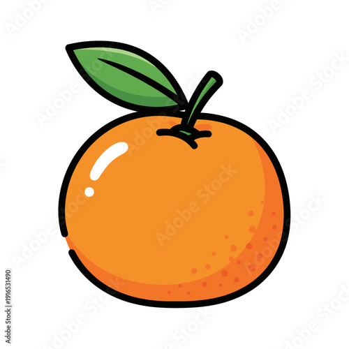Orange Fruit with Green Leaf.
