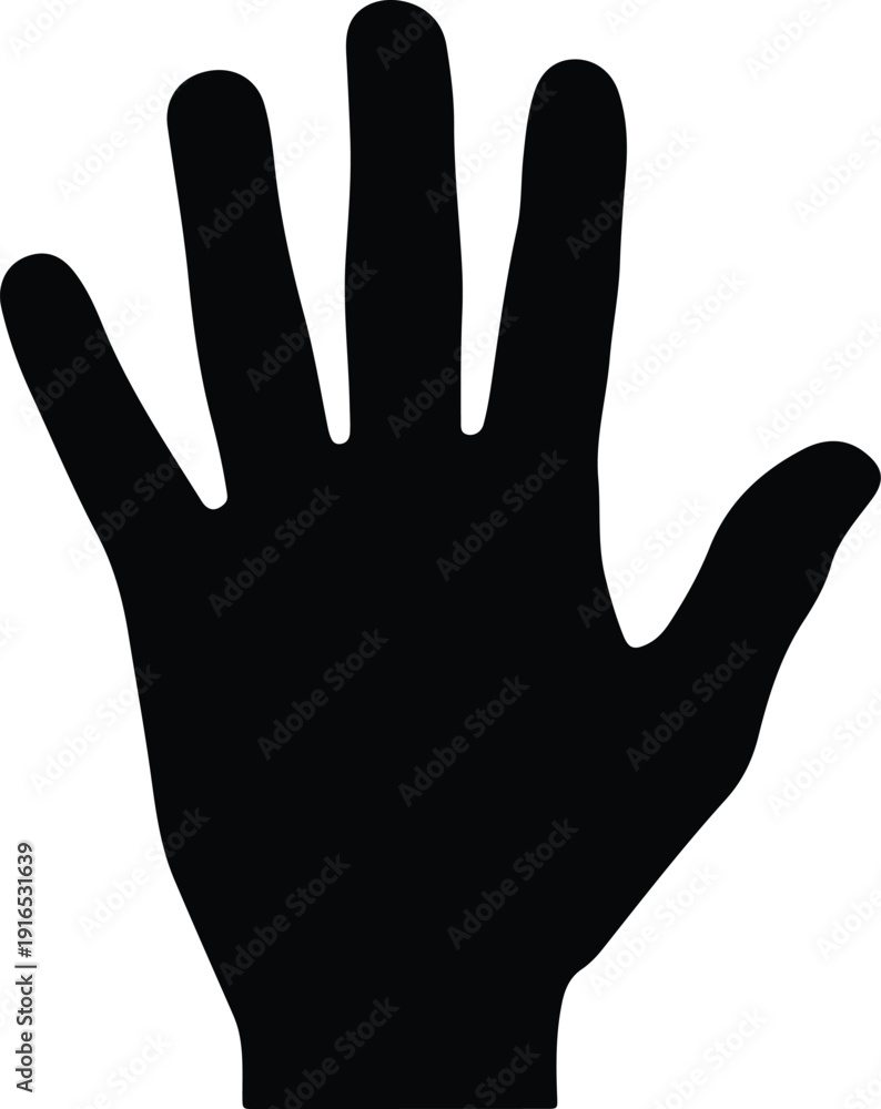 Fototapeta premium silhouette open human hand symbol showing stop gesture vector design