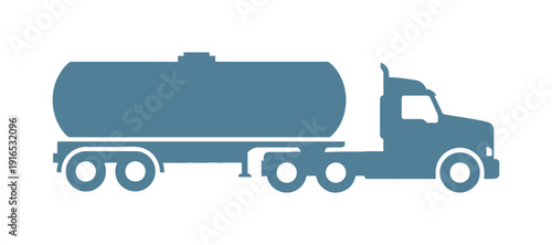 Icon of a truck tractor tank. Viewed from the side. A straightforward flat graphic illustration in vector format. Isolated on a white backdrop. Isolate

