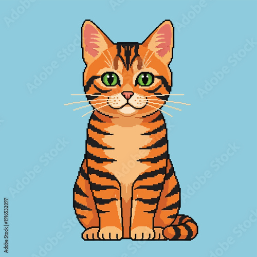Orange Tabby Cat Sitting Illustration.