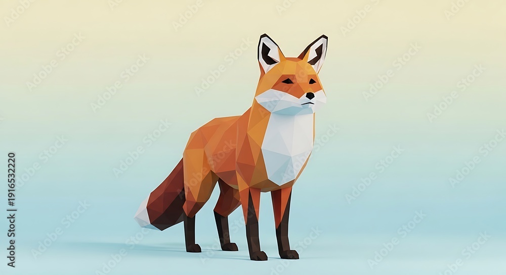 Obraz premium A vibrant digital illustration of a red fox standing on a gradient background