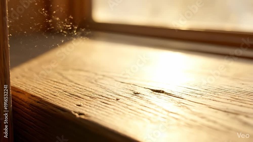 Calm macro wood texture with sunlight for minimal lifestyle and, wide composition with clean copy space,soft natural light and realistic lens behavior,gentle camera movement,calm minimalist mood for e