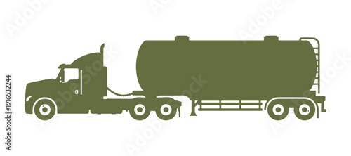 Side view of a truck tractor tank icon. Simple flat graphic illustration in vector format. Isolated object against a white background. Isolate

