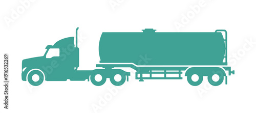 Icon representing a truck tractor tank. Side angle view. Basic flat vector illustration. Isolated on a white background. Isolate