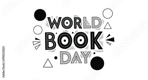 World Book Day icon set, includes reading, book, literacy, education, and literature symbols, created in minimalist line style with black and white color palette