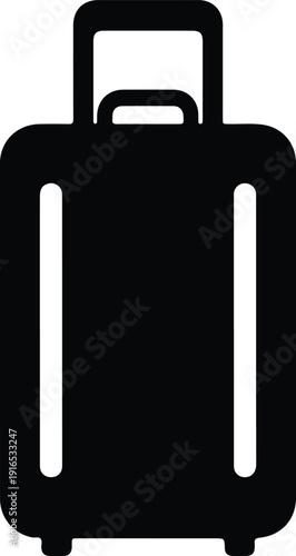 silhouette stylish wheeled travel luggage suitcase journey vacation airport bag vector design