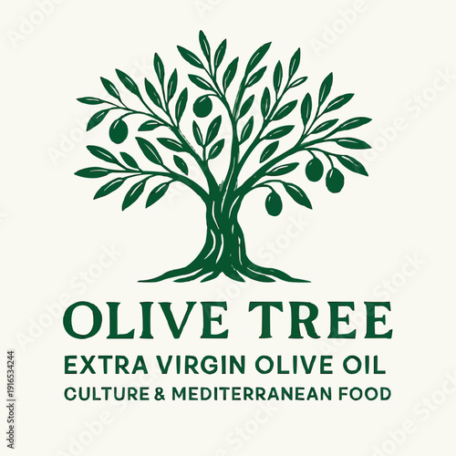 Rustic Olive Tree Emblem for Mediterranean Food Branding