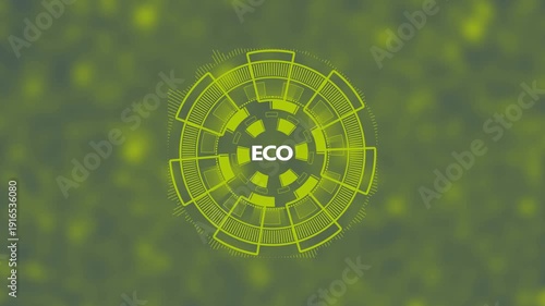 Neon Green Circular with ECO Text on Blurred Background circular TBR text futuristic