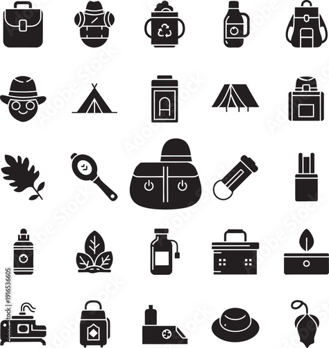 Adventure travel outdoor exploration hiking camping mountain landscape nature tourism vacation trip vector background.