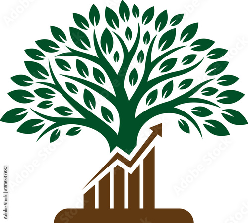 Tree Growth Chart Logo Business Success Nature