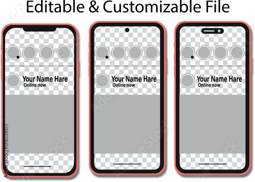  Instagram post and story UI mockup template in mobile view with PNG and green screen layout on transparent background