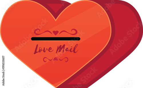 Love mail box heart shape flat vector icon, cute red postbox for receiving romantic letters, Valentines mail delivery
