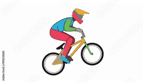 BMX Racing Rider – Flat Minimalistic Cycling Vector Illustration Isolated on White