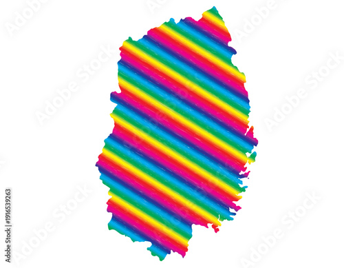 岩手県　虹色　カラフル　縞模様　イラスト