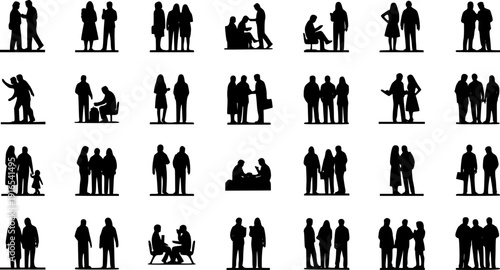 cPeople silhouettes in elevation side view | Architecture people | silhouettes of people | 2D people | Section Elevation View | Architectural drawing people | characters 