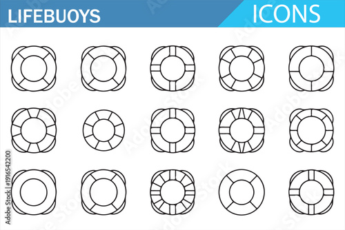 Lifesaver Ring Symbol Set – Maritime Emergency Graphic Collection