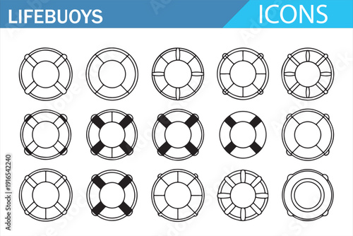 Flotation Device Icons Collection – Sea Emergency Lifesaver Graphics