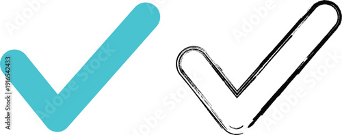 Two Check Marks in Blue and Black blue check black check