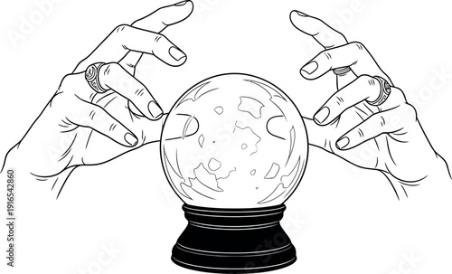 Hands Holding Crystal Ball for Fortune Telling