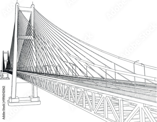 Suspension Bridge Architecture Close-up