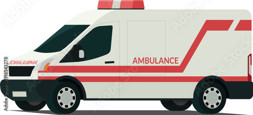 Medical emergency vehicle angled front side view