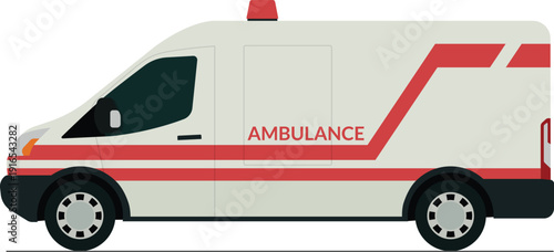 Medical emergency vehicle flat side view