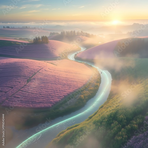 Wallpaper Mural sunrise over the river Torontodigital.ca