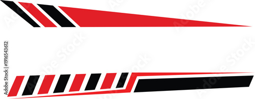 Modern racing stripe car sticker, Sporty red and black pattern on a transparent background vector Illustration.