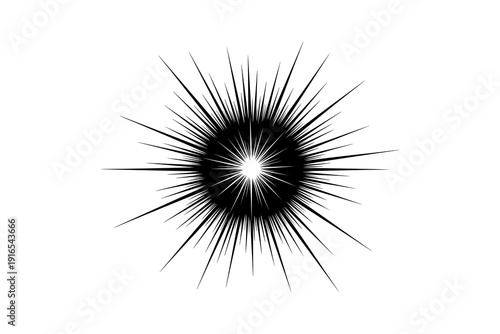 Dynamic radial burst with spiky sunburst effect design on white background