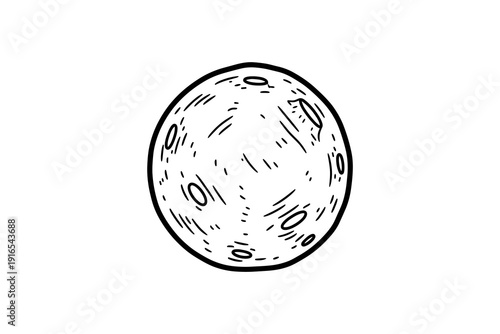 Hand drawn black and white potato illustration on white background