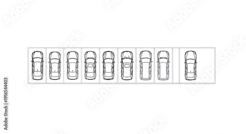 Top View Cars Vector Illustration for Parking Lot, Transportation, and Urban Planning Design