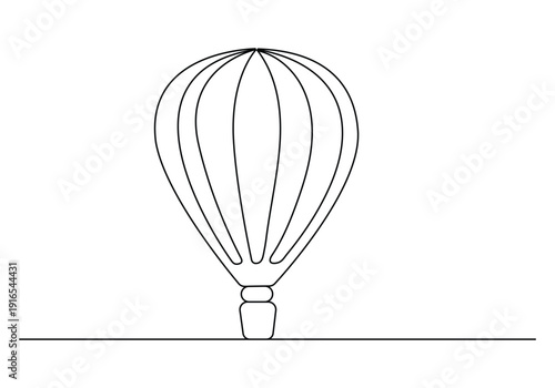  Single one line drawing art hot air balloon vector illustration
