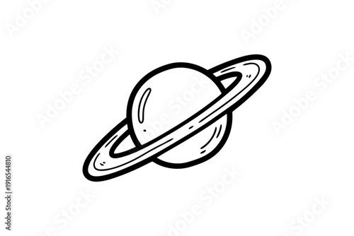 Hand-drawn saturn planet with rings - minimalist space design