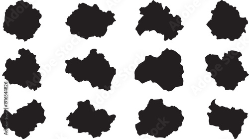 Collection of Black Silhouettes on White Background Illustration Set