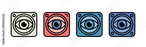 Colorful Eye Icons in Squares