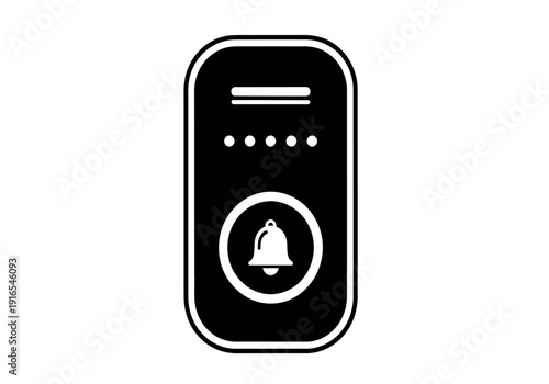 Black doorbell icon with white outline and bell symbol