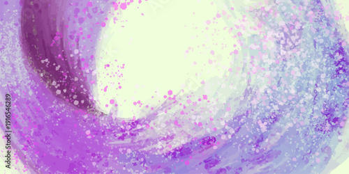 抽象背景 パープルの粒子水彩ブラシが渦巻くテクスチャデザイン アートやバナーに使えるダイナミックなベクター素材 / Abstract purple watercolor swirl particle texture background dynamic artistic vector