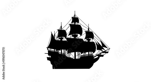 Silhouette of a Sailing Ship.