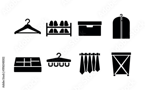 Home closet storage: clothes hanger, shoe rack, storage box, garment cover, drawer organizer, belt hanger, tie rack, laundry hamper