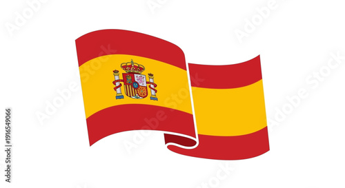 Spanish National Flags Waving in the Air.