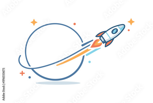 Converting readiness into decisive execution at the right moment expressed through cosmic breakout, a spacecraft cleanly exiting a circular holding