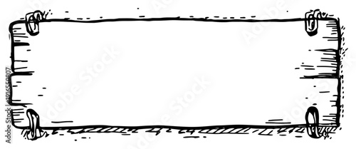 Hand drawn rustic wooden sign board with nails vector illustration