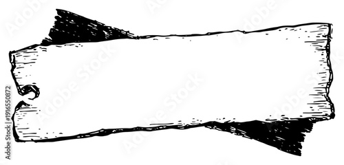 Distressed hand drawn paper scroll banner or parchment strip vector